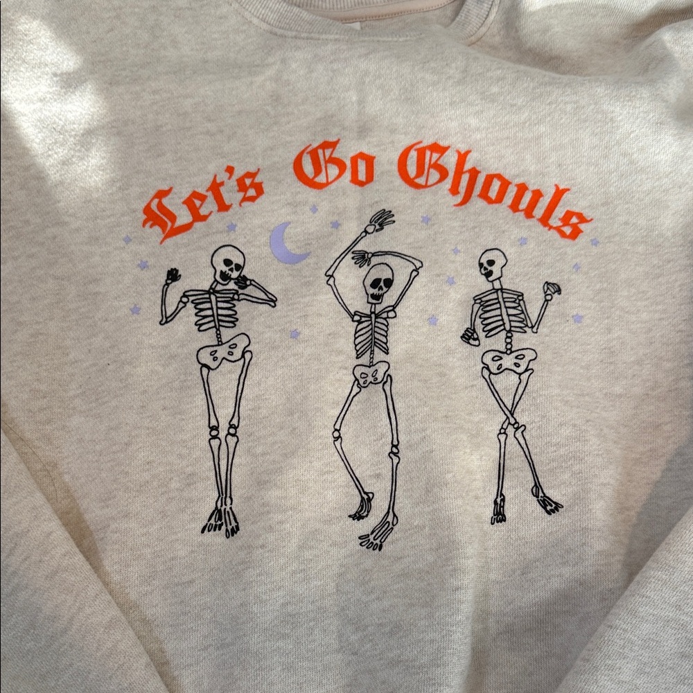 PINK Cream Skeleton Print WomensSweater - Picture 2 of 2